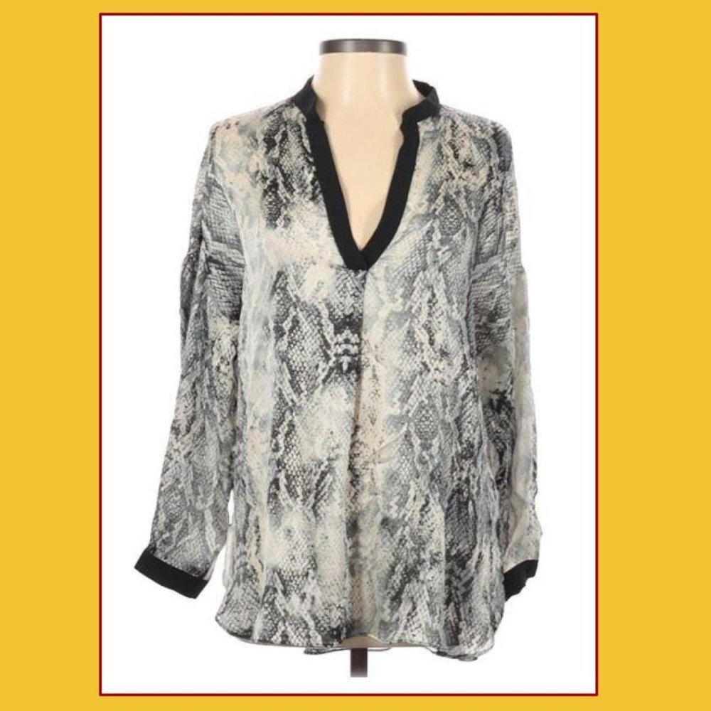 Zara Basics Animal Print (Snake) V-neck Tunic Top
